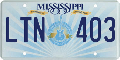 MS license plate LTN403