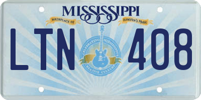 MS license plate LTN408