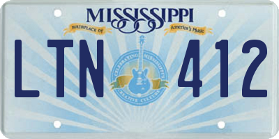 MS license plate LTN412