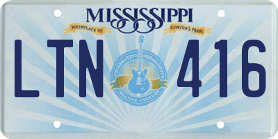MS license plate LTN416