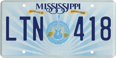 MS license plate LTN418