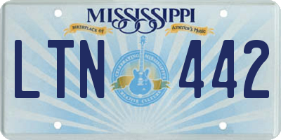 MS license plate LTN442