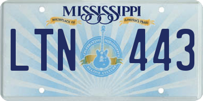 MS license plate LTN443
