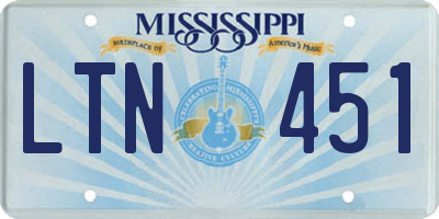 MS license plate LTN451