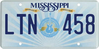 MS license plate LTN458