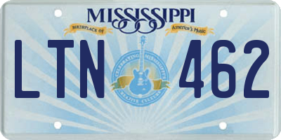 MS license plate LTN462