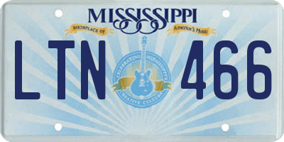 MS license plate LTN466