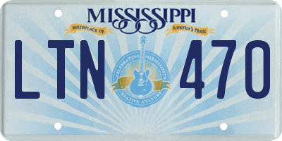 MS license plate LTN470