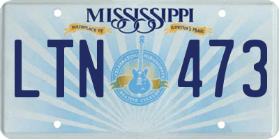 MS license plate LTN473