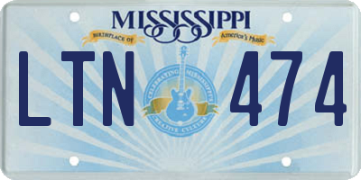 MS license plate LTN474
