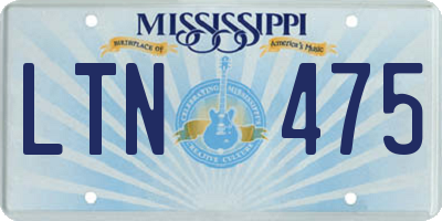 MS license plate LTN475
