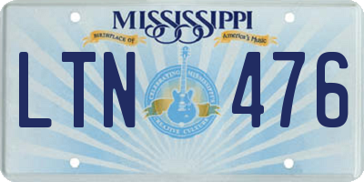 MS license plate LTN476