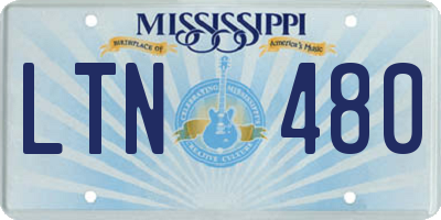 MS license plate LTN480