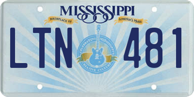MS license plate LTN481