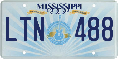 MS license plate LTN488
