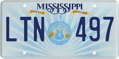 MS license plate LTN497