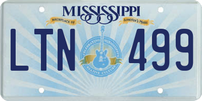 MS license plate LTN499