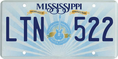 MS license plate LTN522