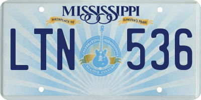 MS license plate LTN536