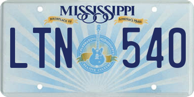MS license plate LTN540
