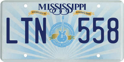 MS license plate LTN558