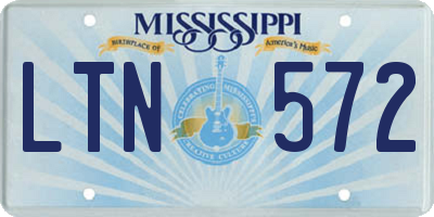 MS license plate LTN572