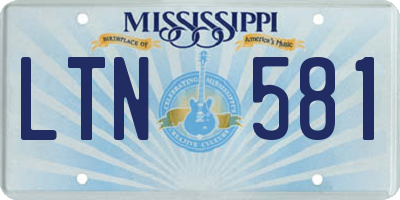 MS license plate LTN581