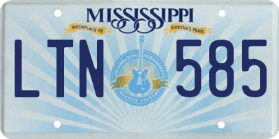 MS license plate LTN585
