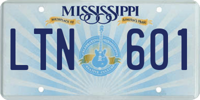 MS license plate LTN601