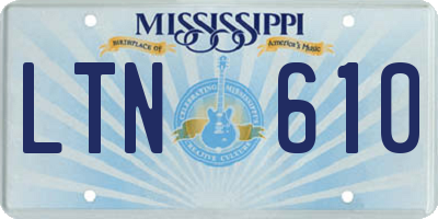 MS license plate LTN610