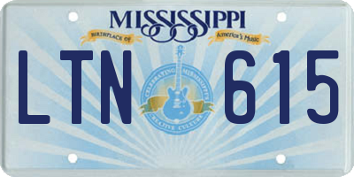 MS license plate LTN615