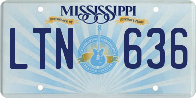 MS license plate LTN636