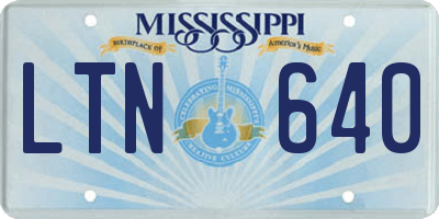 MS license plate LTN640