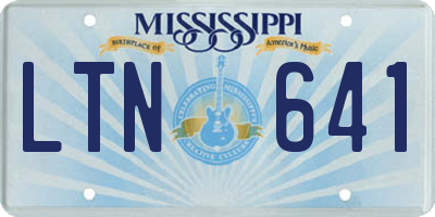 MS license plate LTN641