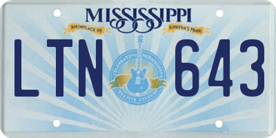 MS license plate LTN643