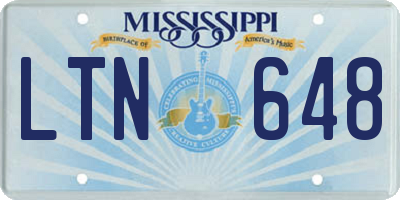 MS license plate LTN648