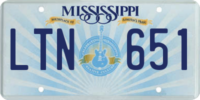 MS license plate LTN651