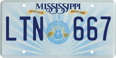 MS license plate LTN667