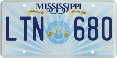 MS license plate LTN680