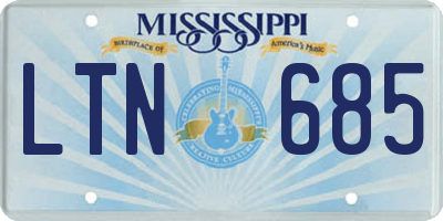 MS license plate LTN685