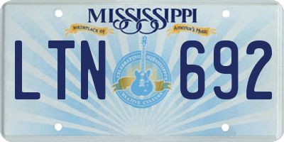 MS license plate LTN692