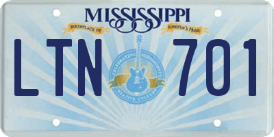 MS license plate LTN701