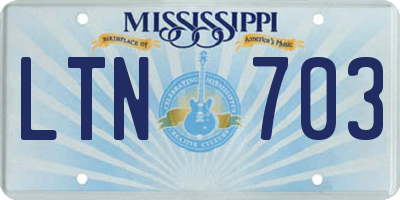 MS license plate LTN703