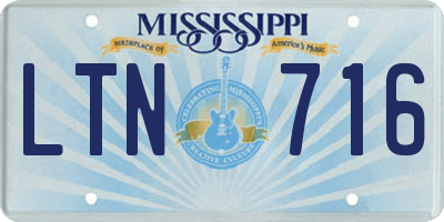 MS license plate LTN716