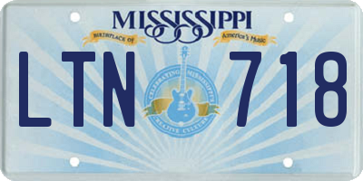 MS license plate LTN718