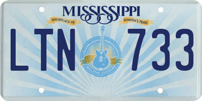 MS license plate LTN733
