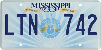 MS license plate LTN742