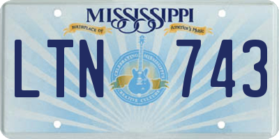 MS license plate LTN743