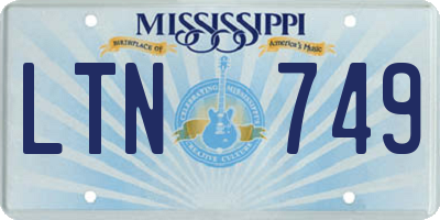 MS license plate LTN749