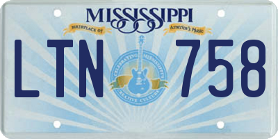 MS license plate LTN758